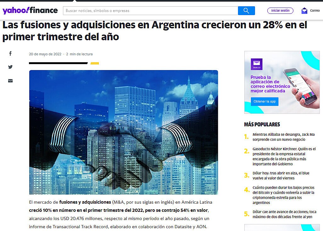 Las fusiones y adquisiciones en Argentina crecieron un 28% en el primer trimestre del ao